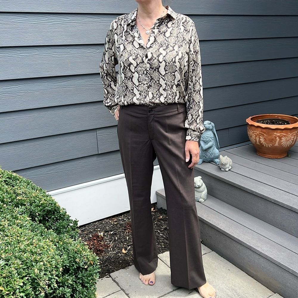 H & M python print button up blouse size 12 - Picture 2 of 13